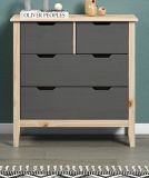 Kommode Latera in Massivholz Kiefer grau lackiert Wohn- und Esszimmer Schubladenkommode 78 x 79 cm