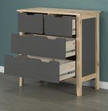 Kommode Latera in Massivholz Kiefer grau lackiert Wohn- und Esszimmer Schubladenkommode 78 x 79 cm