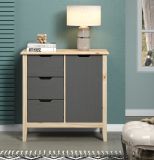 Kommode Latera in Massivholz Kiefer grau lackiert Wohn- und Esszimmer Sideboard 78 x 79 cm