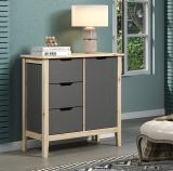 Kommode Latera in Massivholz Kiefer grau lackiert Wohn- und Esszimmer Sideboard 78 x 79 cm