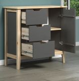 Kommode Latera in Massivholz Kiefer grau lackiert Wohn- und Esszimmer Sideboard 78 x 79 cm