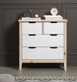 Kommode Latera in Massivholz Kiefer wei lackiert Wohn- und Esszimmer Schubladenkommode 78 x 79 cm