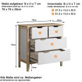 Kommode Latera in Massivholz Kiefer wei lackiert Wohn- und Esszimmer Schubladenkommode 78 x 79 cm