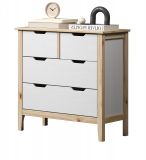 Kommode Latera in Massivholz Kiefer wei lackiert Wohn- und Esszimmer Schubladenkommode 78 x 79 cm