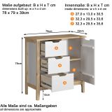 Kommode Latera in Massivholz Kiefer wei lackiert Wohn- und Esszimmer Sideboard 78 x 79 cm