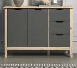 Sideboard Latera in Massivholz Kiefer grau lackiert Wohn- und Esszimmer Kommode 110 x 79 cm
