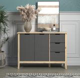 Sideboard Latera in Massivholz Kiefer grau lackiert Wohn- und Esszimmer Kommode 110 x 79 cm