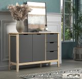 Sideboard Latera in Massivholz Kiefer grau lackiert Wohn- und Esszimmer Kommode 110 x 79 cm