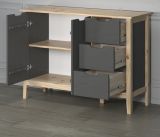 Sideboard Latera in Massivholz Kiefer grau lackiert Wohn- und Esszimmer Kommode 110 x 79 cm