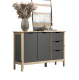 Sideboard Latera in Massivholz Kiefer grau lackiert Wohn- und Esszimmer Kommode 110 x 79 cm