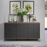 Sideboard Montez in Graphite grau und Eiche Kraft Gold Wohn- und Esszimmer Kommode 183 x 76 cm