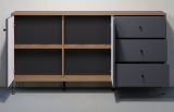 Sideboard Montez in Graphite grau und Eiche Kraft Gold Wohn- und Esszimmer Kommode 183 x 76 cm