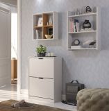 Schuhschrank Mestre in Massivholz Kiefer wei lackiert Schuhkipper 60 x 78 cm