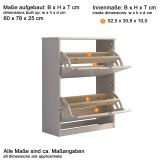 Schuhschrank Mestre in Massivholz Kiefer wei lackiert Schuhkipper 60 x 78 cm