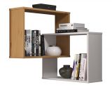 Eckregal Mestre in Massivholz Kiefer wei und honigfarben lackiert Wandregal 60 x 66 cm