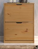 Schuhschrank Mestre in Massivholz Kiefer honigfarben lackiert Schuhkipper 60 x 78 cm