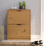 Schuhschrank Mestre in Massivholz Kiefer honigfarben lackiert Schuhkipper 60 x 78 cm