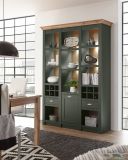Regal Norwich in grn und Wotan Eiche Landhaus Regalschrank mit Weinregal 147 x 207 cm