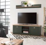 TV-Lowboard Norwich in grn und Wotan Eiche Landhaus TV Unterteil 152 x 51 cm