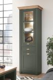 Vitrine Norwich in grn und Wotan Eiche Landhaus Vitrinenschrank 68 x 207 cm