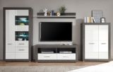 Highboard Briard in wei Hochglanz und grau Stone Wohn- und Esszimmer Kommode 100 x 142 cm