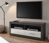 TV-Lowboard Briard in wei Hochglanz und grau Stone TV Unterteil mit Komforthhe 150 x 61 cm