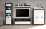 Wohnwand Briard in wei Hochglanz und grau Stone Wohnkombination 4-teilig 335 x 198 cm
