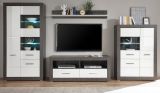 Wohnwand Briard in wei Hochglanz und grau Stone Wohnkombination 4-teilig 370 x 198 cm