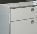 Aktenschrank Infinity in grau Hochglanz Lack aus Italien Broschrank mit Chromrahmen 76 x 192 cm