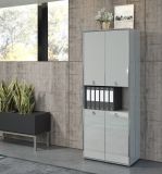 Aktenschrank Infinity in grau Hochglanz Lack aus Italien Broschrank mit Chromrahmen 76 x 192 cm