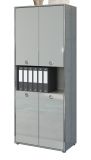 Aktenschrank Infinity in grau Hochglanz Lack aus Italien Broschrank mit Chromrahmen 76 x 192 cm