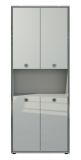 Aktenschrank Infinity in grau Hochglanz Lack aus Italien Broschrank mit Chromrahmen 76 x 192 cm