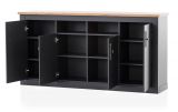 Sideboard Ribera in grau und Wotan Eiche Landhaus Wohn- und Esszimmer Kommode 200 x 104 cm