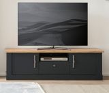 TV-Lowboard Ribera in grau und Wotan Eiche Landhaus TV Unterteil 158 x 51 cm