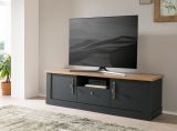 TV-Lowboard Ribera in grau und Wotan Eiche Landhaus TV Unterteil 158 x 51 cm