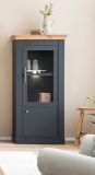 Vitrinenschrank Ribera in grau und Wotan Eiche Landhaus Wohn- und Esszimmer Vitrine 72 x 146 cm