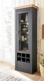 Vitrinenschrank Ribera in grau und Wotan Eiche Landhaus Wohn- und Esszimmer Vitrine 72 x 201 cm