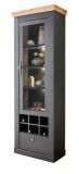 Vitrinenschrank Ribera in grau und Wotan Eiche Landhaus Wohn- und Esszimmer Vitrine 72 x 201 cm
