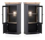 Wohnwand Ribera in grau und Wotan Eiche Landhaus Wohnkombination 4-teilig 322 x 170 cm