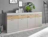 Sideboard Griego in Kieselgrau matt und Zinneiche Wohn- und Esszimmer Kommode 200 x 85 cm