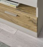 Sideboard Griego in Kieselgrau matt und Zinneiche Wohn- und Esszimmer Kommode 200 x 85 cm