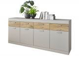 Sideboard Griego in Kieselgrau matt und Zinneiche Wohn- und Esszimmer Kommode 200 x 85 cm