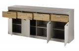 Sideboard Griego in Kieselgrau matt und Zinneiche Wohn- und Esszimmer Kommode 200 x 85 cm