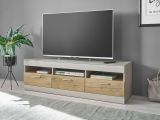 TV-Lowboard Griego in Kieselgrau matt und Zinneiche TV Unterteil 150 x 46 cm