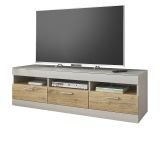 TV-Lowboard Griego in Kieselgrau matt und Zinneiche TV Unterteil 150 x 46 cm