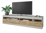 TV-Lowboard Griego in Kieselgrau matt und Zinneiche TV Unterteil 200 x 46 cm XL-Board