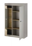 Vitrine Griego in Kieselgrau matt und Zinneiche Wohn- und Esszimmer Vitrinenschrank halbhoch 90 x 139 cm