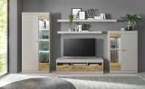 Wohnwand Griego in Kieselgrau matt und Zinneiche Wohnkombination 5-teilig 350 x 199 cm