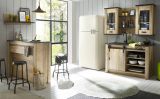 Kche mit Theke Stove in Used Wood hell und anthrazit Kchenschrank Set 6-teilig
