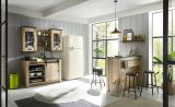 Kche mit Theke Stove in Used Wood hell und anthrazit Kchenschrank Set 6-teilig